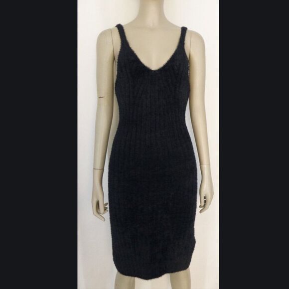 NWOT Freshman 1996 2-Piece Set, Ribbed, and Fuzzy Black Dress with Cardigan - Picture 4 of 13